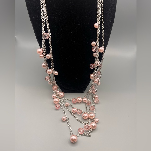paparazzi Jewelry - Paparazzi Pink and Silver Layered Necklace and earring set